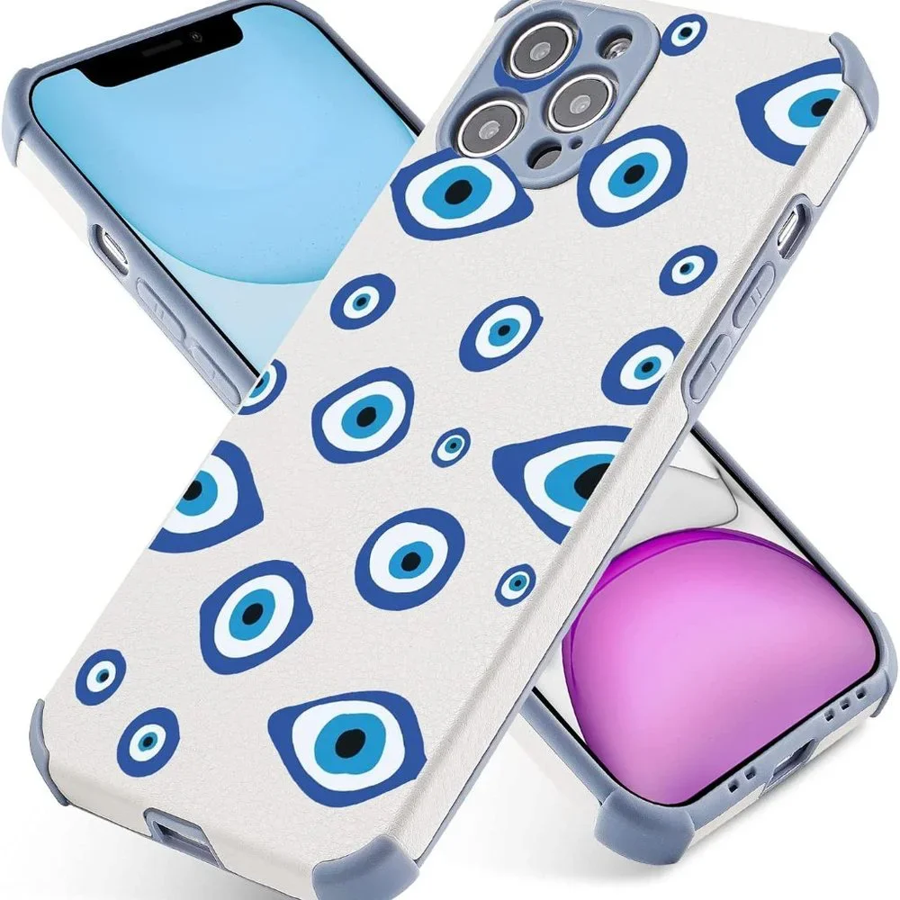 Cute Case for iPhone 13 Pro Max w Screen Protector for iPhone 13 Case Evil Eyes
